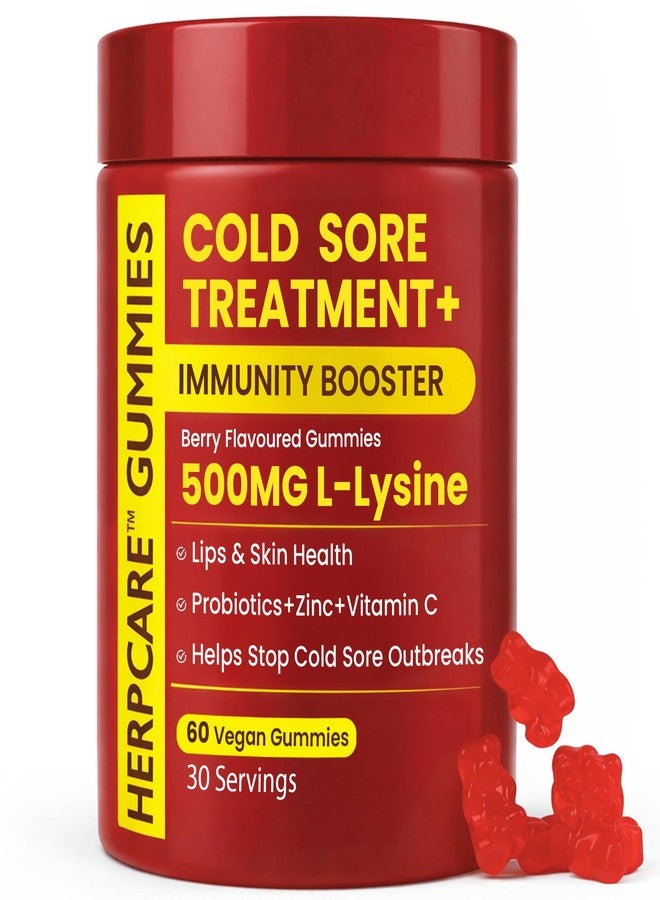 Terramed Just Think Comfort Cold Sore Treatment for Lip & Skin Support with L-Lysine, Zinc, Vitamin C & Probiotics | Vegan Immunity Booster That Helps Prevent Outbreaks & Promotes Faster Healing | 60 Berry Flavored Gummies - Image 1